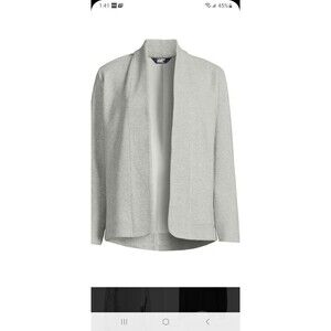 Lands' End gray textured open cardigan womens 1X plus sweatshirt sporty minimali